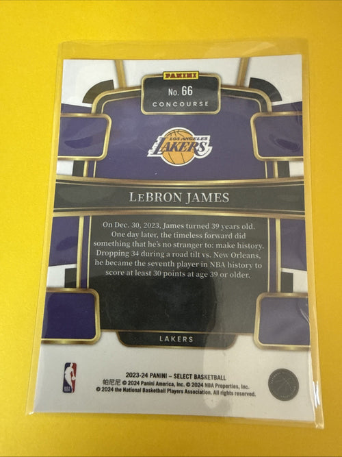 2023-24 Panini Select LeBron James Los Angeles Lakers Blue Card - back