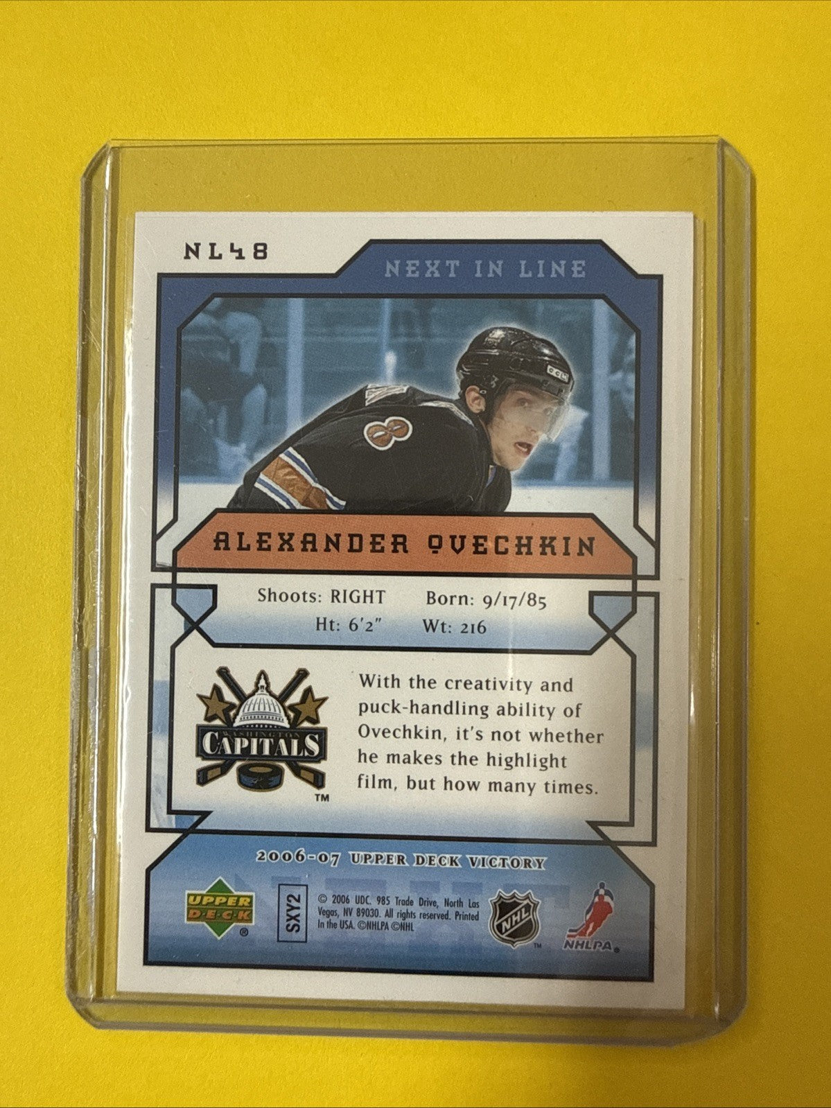 Alexander Ovechkin 2006 Hockey Card - back