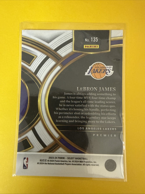 2023-24 Panini Select LeBron James #135 Los Angeles Lakers Card Blue - back