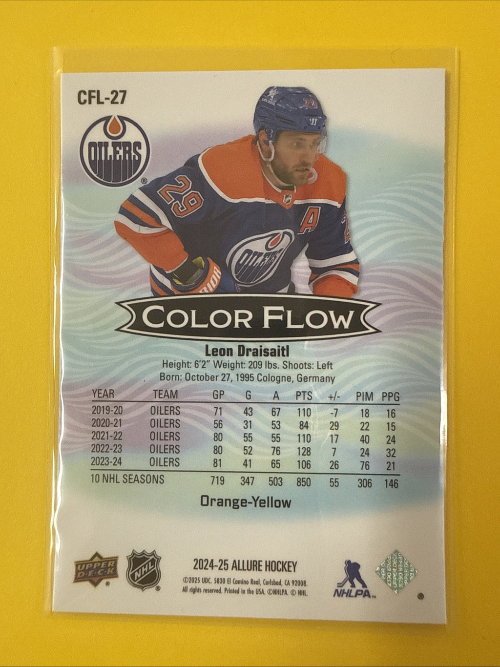 Leon Draisaitl 2024/25 Allure Color Flow Orange-Yellow Card - back