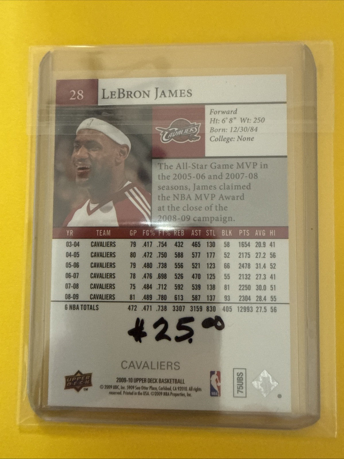 LeBron James 2009/10 Card - back