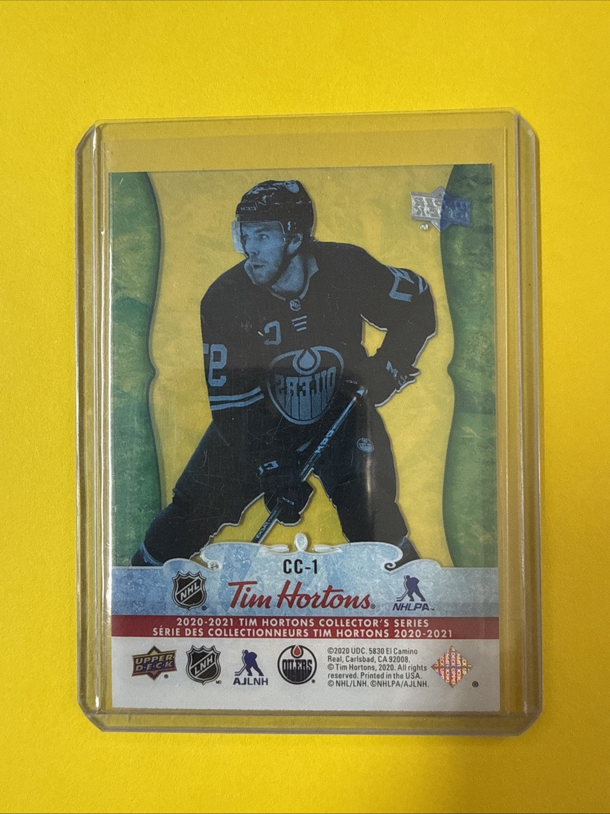 Connor McDavid 2020/21 UD Tim Hortons Clear Cut Phenoms Card - back