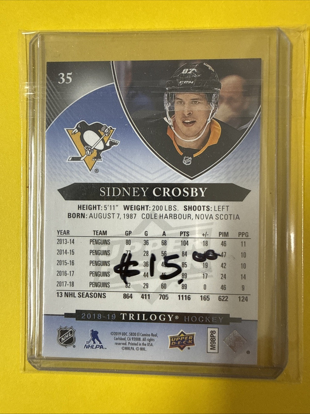 Sidney Crosby 2018/19 Cards 436/799 - back