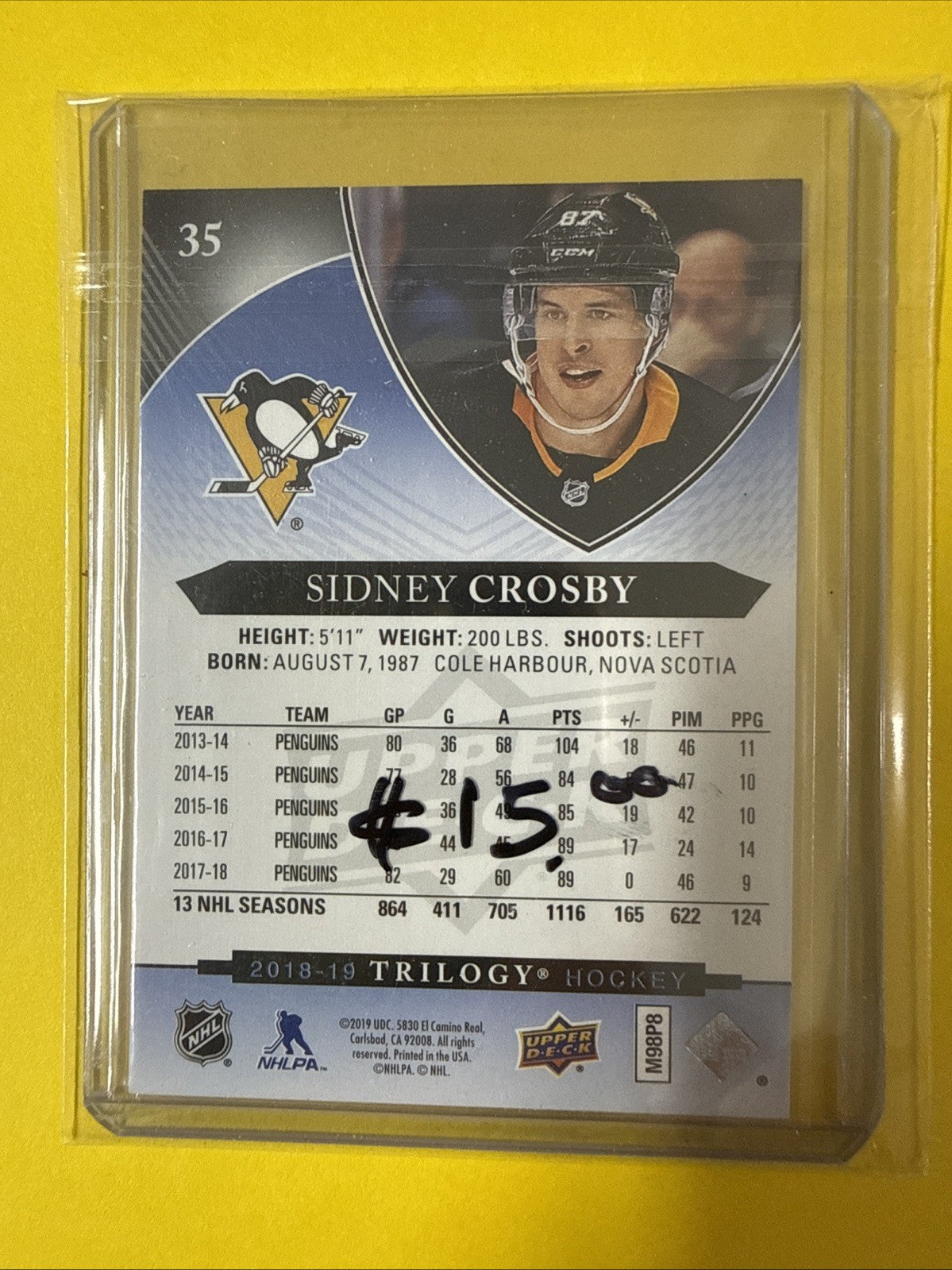 Sidney Crosby 2018/19 Cards 436/799 - back