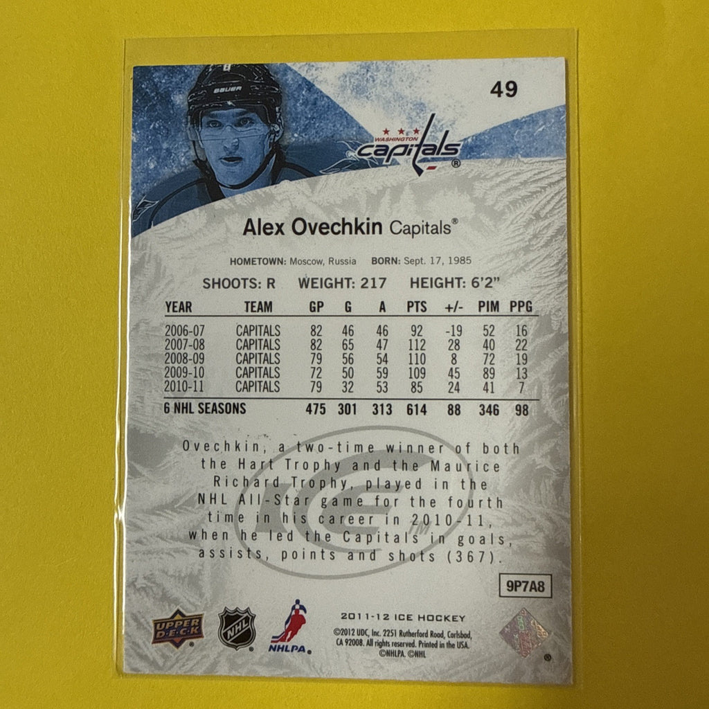 Alexander Ovechkin 2011 Card - back