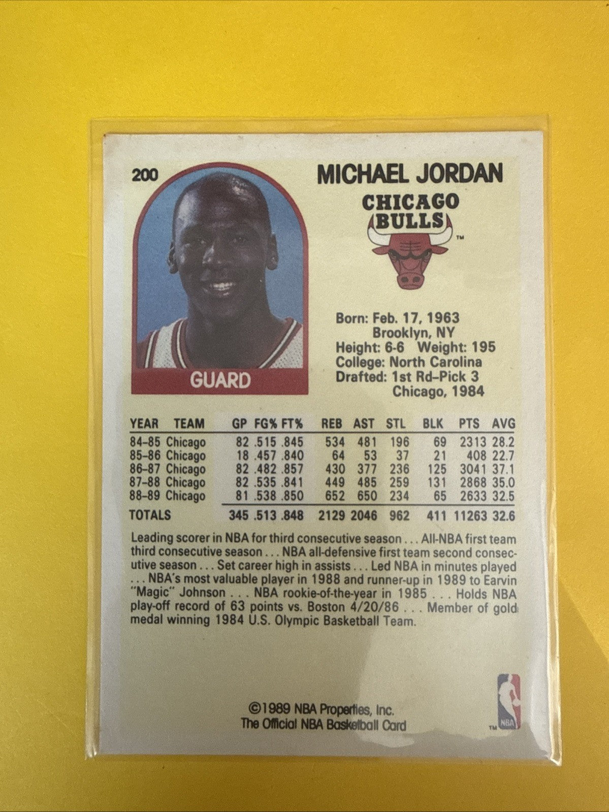 1989-90 NBA Hoops - Michael Jordan #200 - back