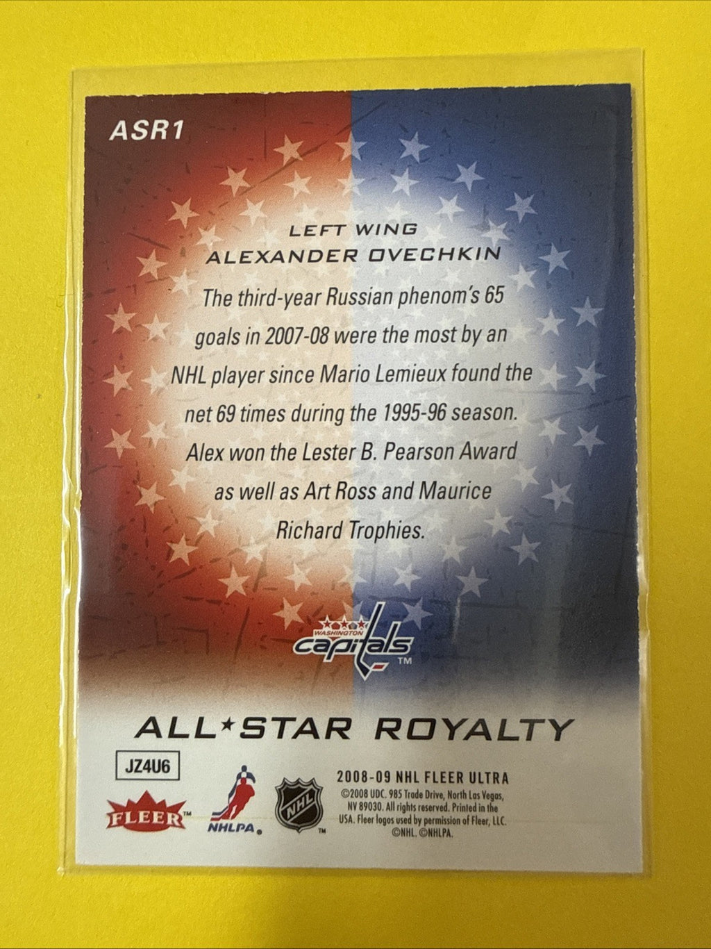 Alexander Ovechkin 2008 Card - back