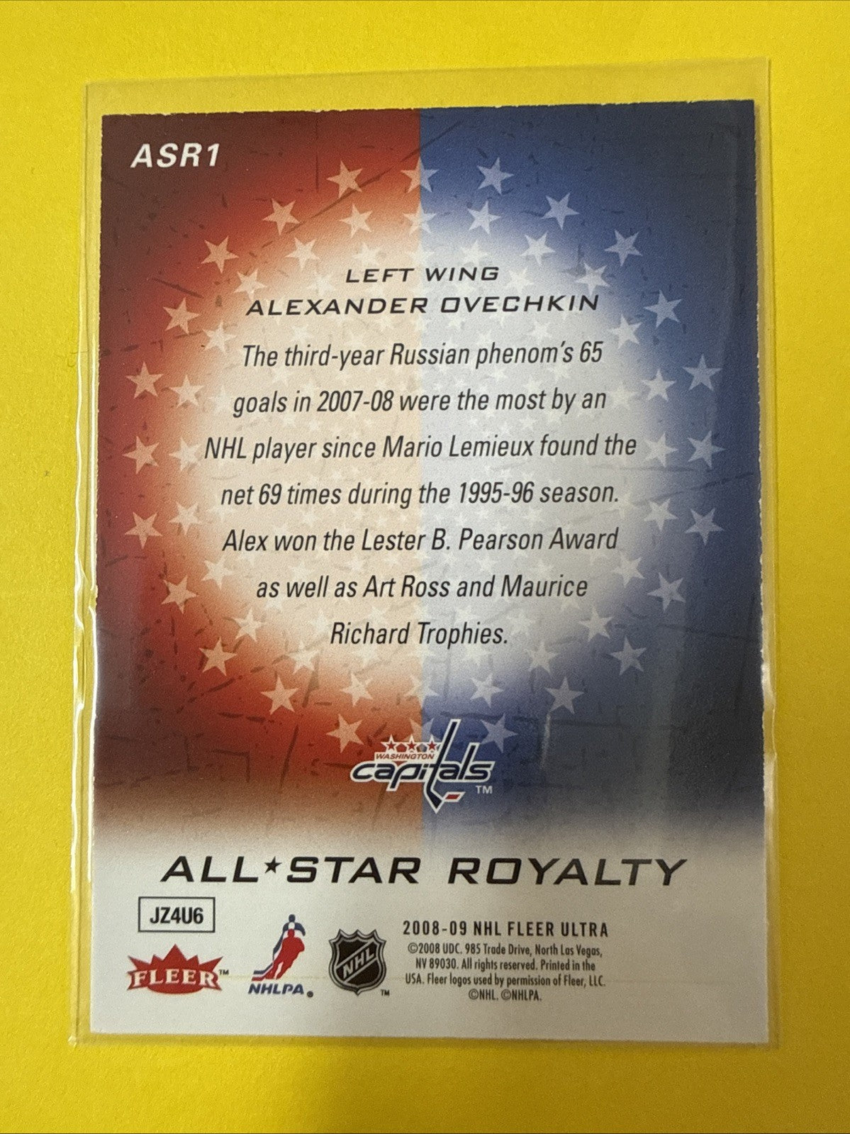 Alexander Ovechkin 2008 Card - back