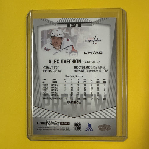 Alex Ovechkin 2024/25 O Pee Chee Platinum Rainbow Card - back