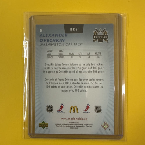 Alex Ovechkin 2006-07 Upper Deck Mcdonald's Rookie Review #RR2 Washington - back