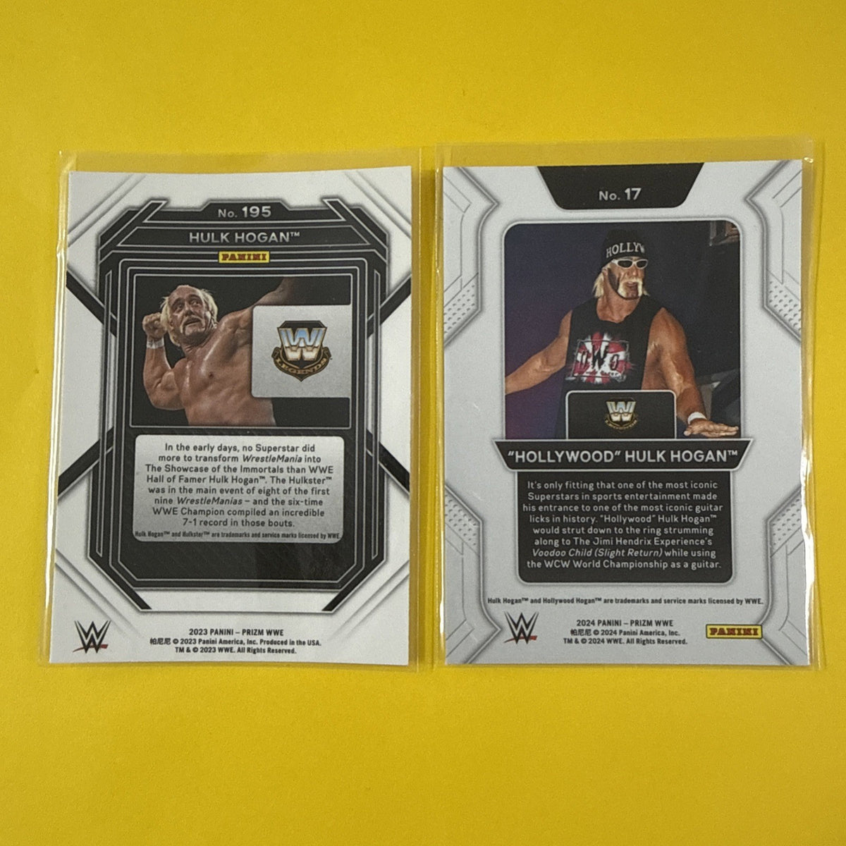 Hulk Hogan 2 Cards - back