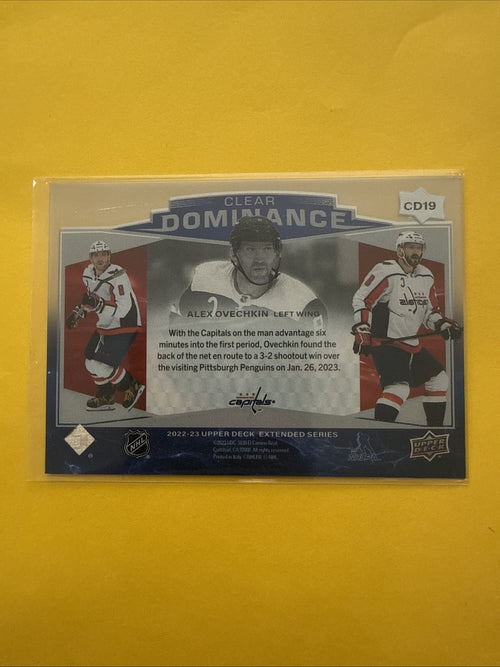 2022-23 UD Extended Series Clear Dominance #CD19 Alex Ovechkin Capitals - back