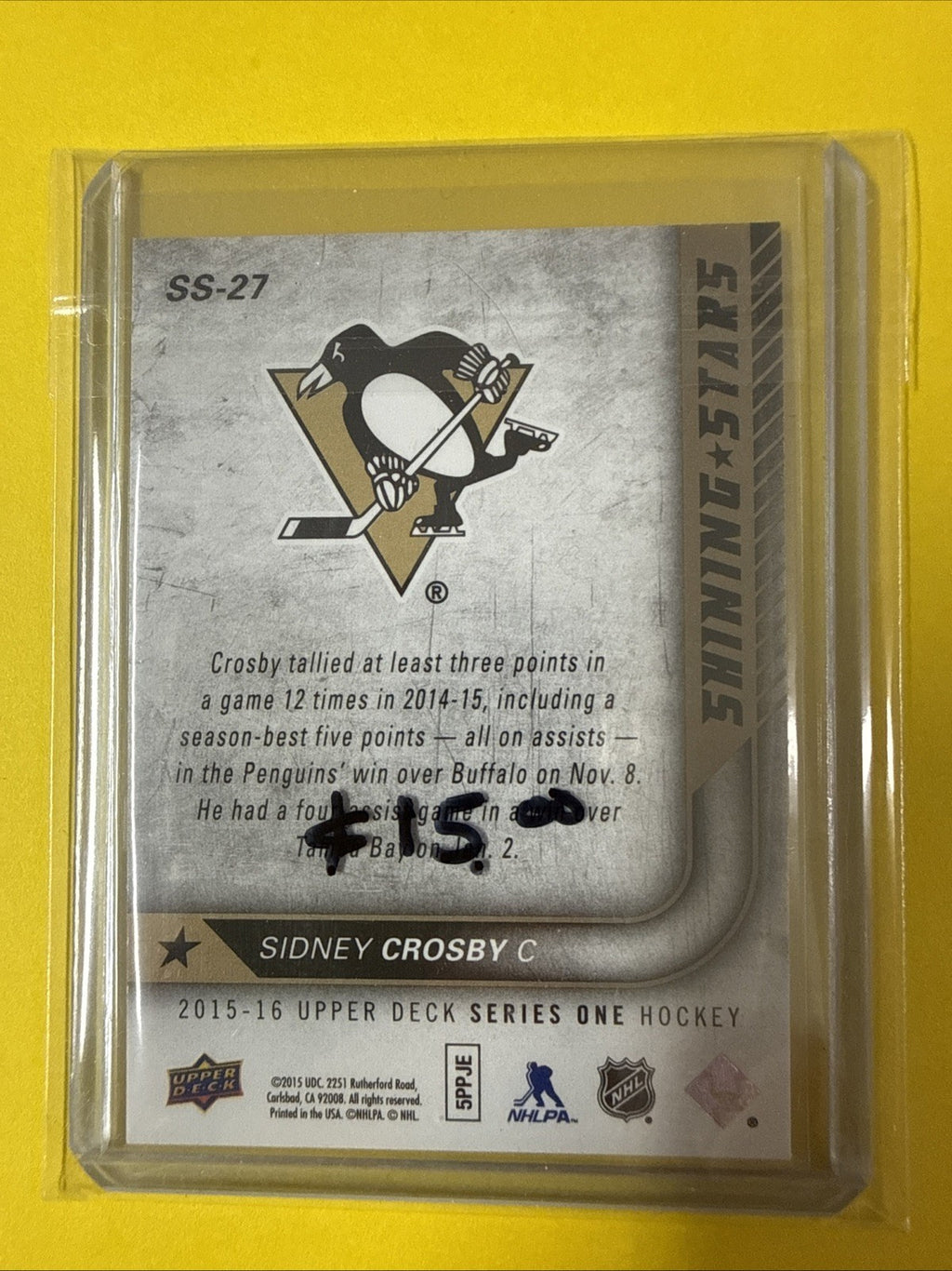 Sidney Crosby 2015/16 Cards - back