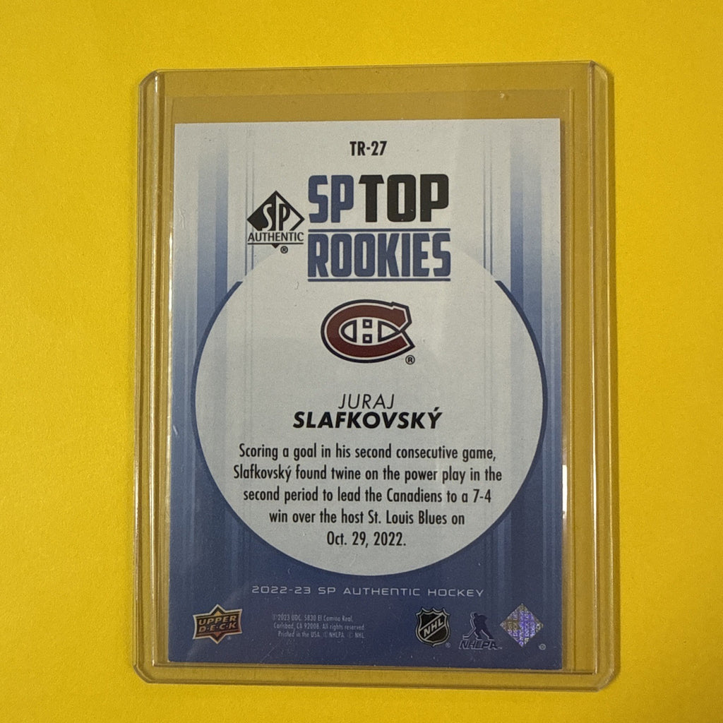 Juraj Slafkovsky 2022/23 Rookie Card SP Authentic Top Rookies Blue - back