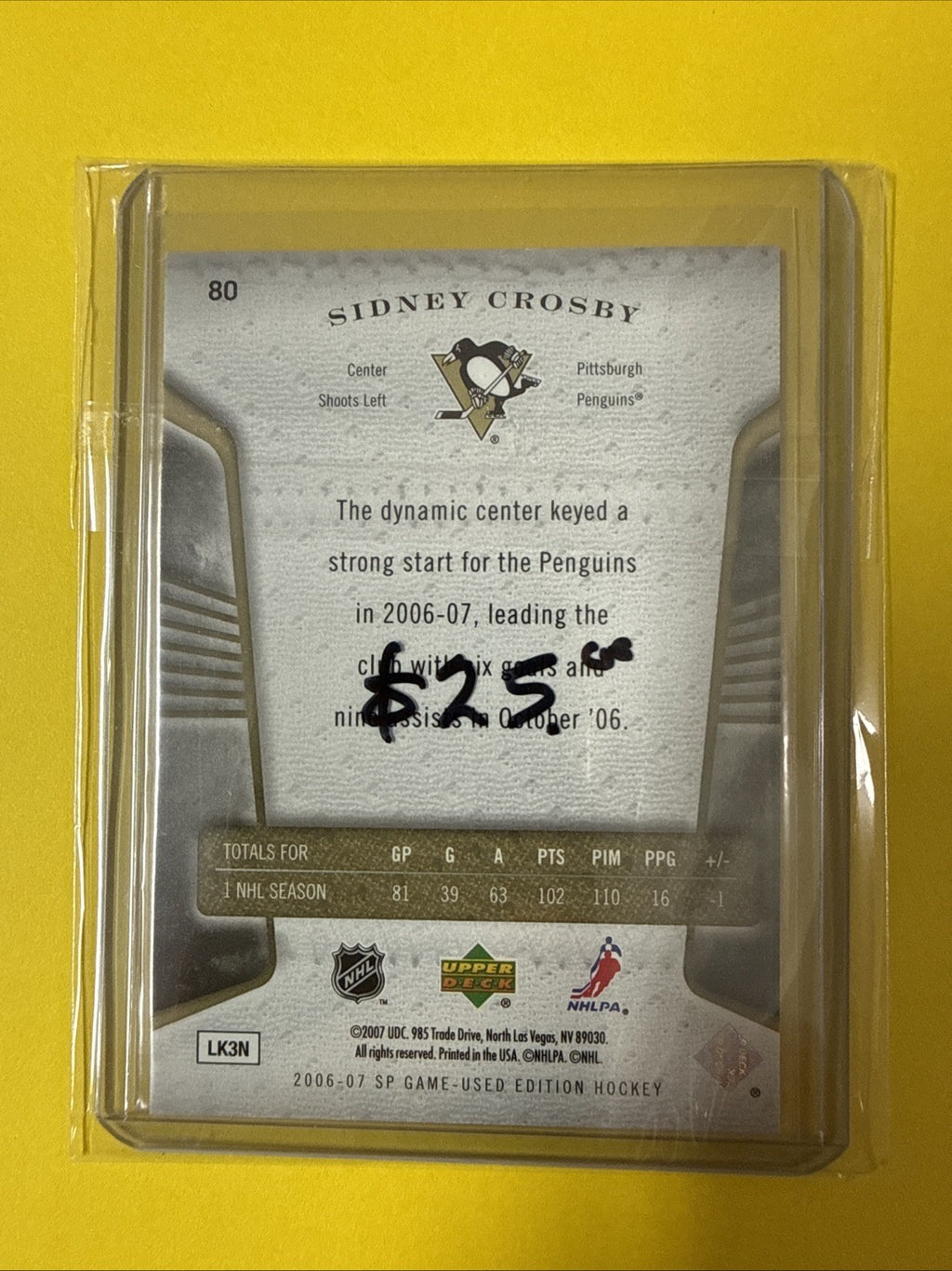 Sidney Crosby 2006/07 Cards - back