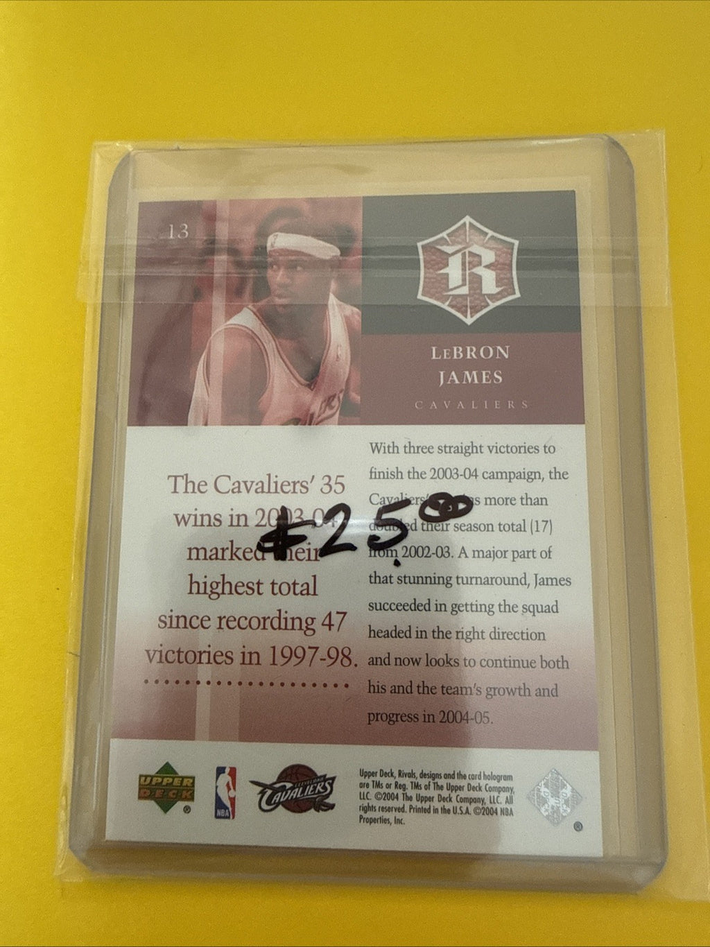 LeBron James 2004 UD Rivals - back