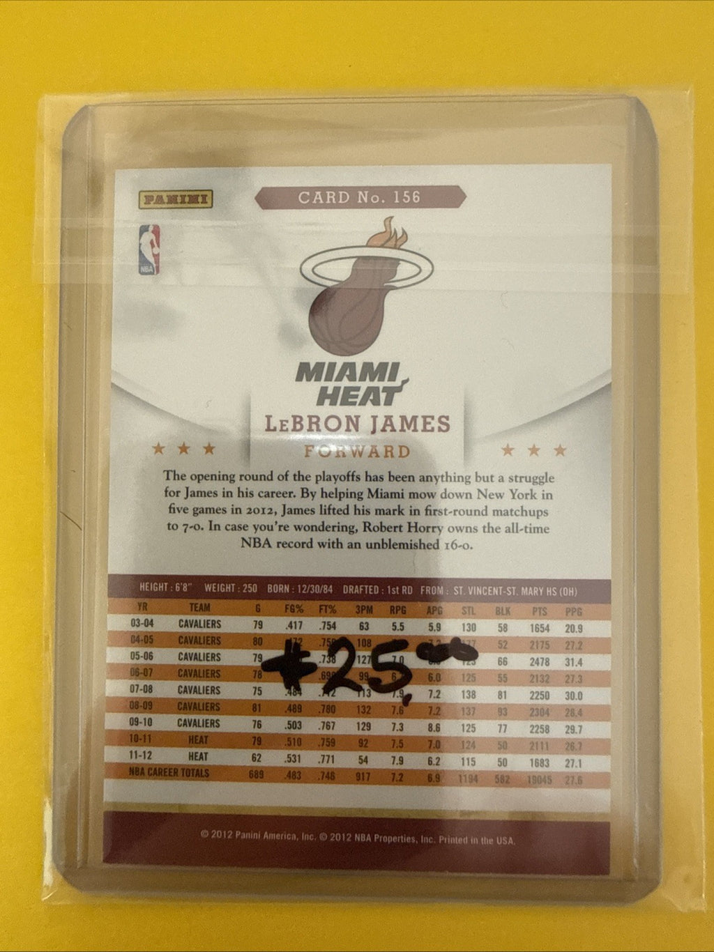 LeBron James 2012/13 Card - back