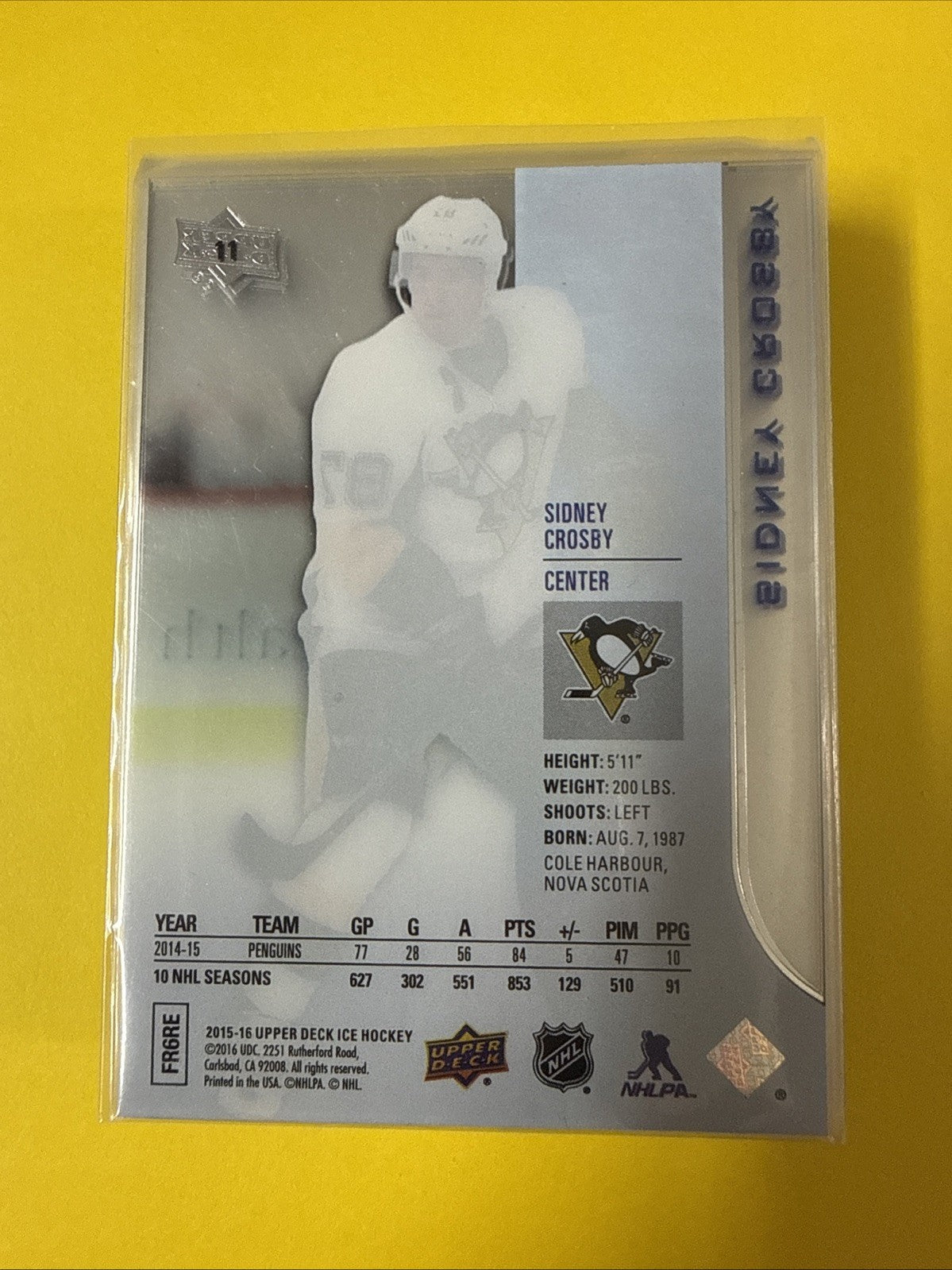 Sidney Crosby 2015/16 Cards - back