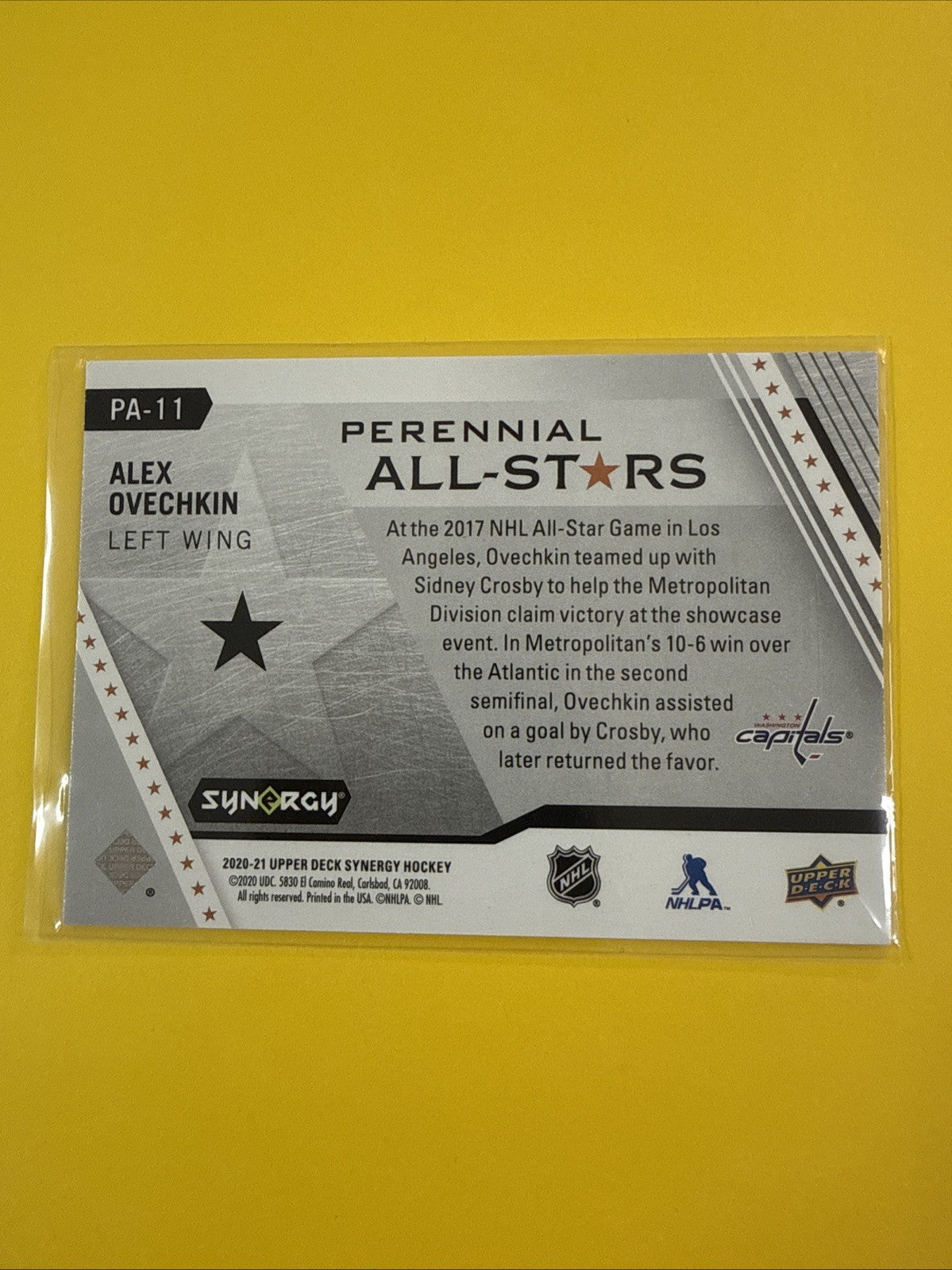 Alex Ovechkin 2020/21 UD Synergy All-Stars Card - back