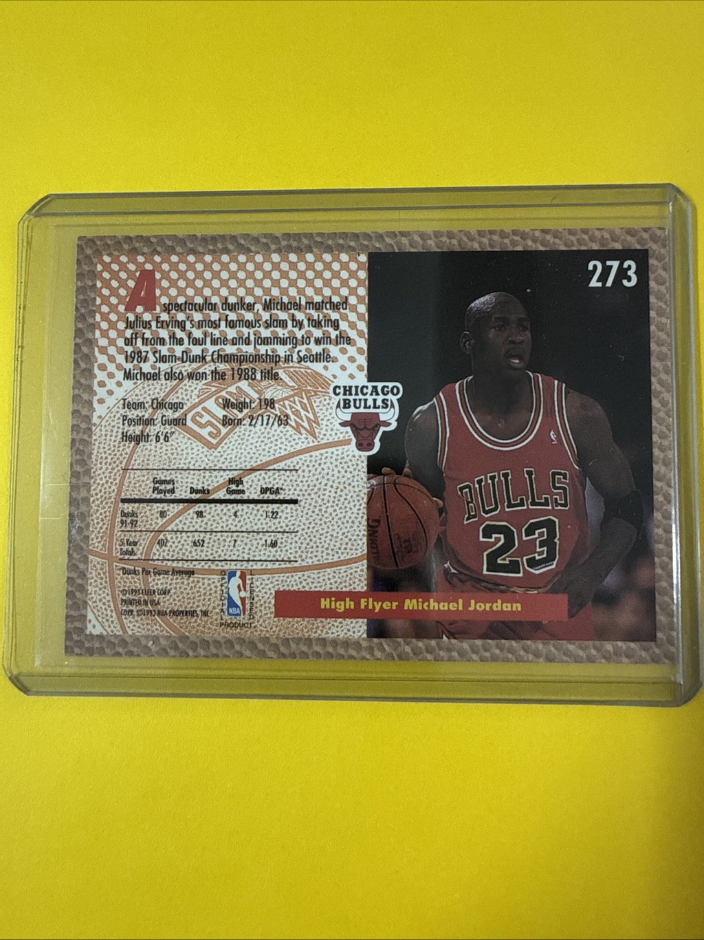 Michael Jordan 1992/93 Fleer Card #273 - back