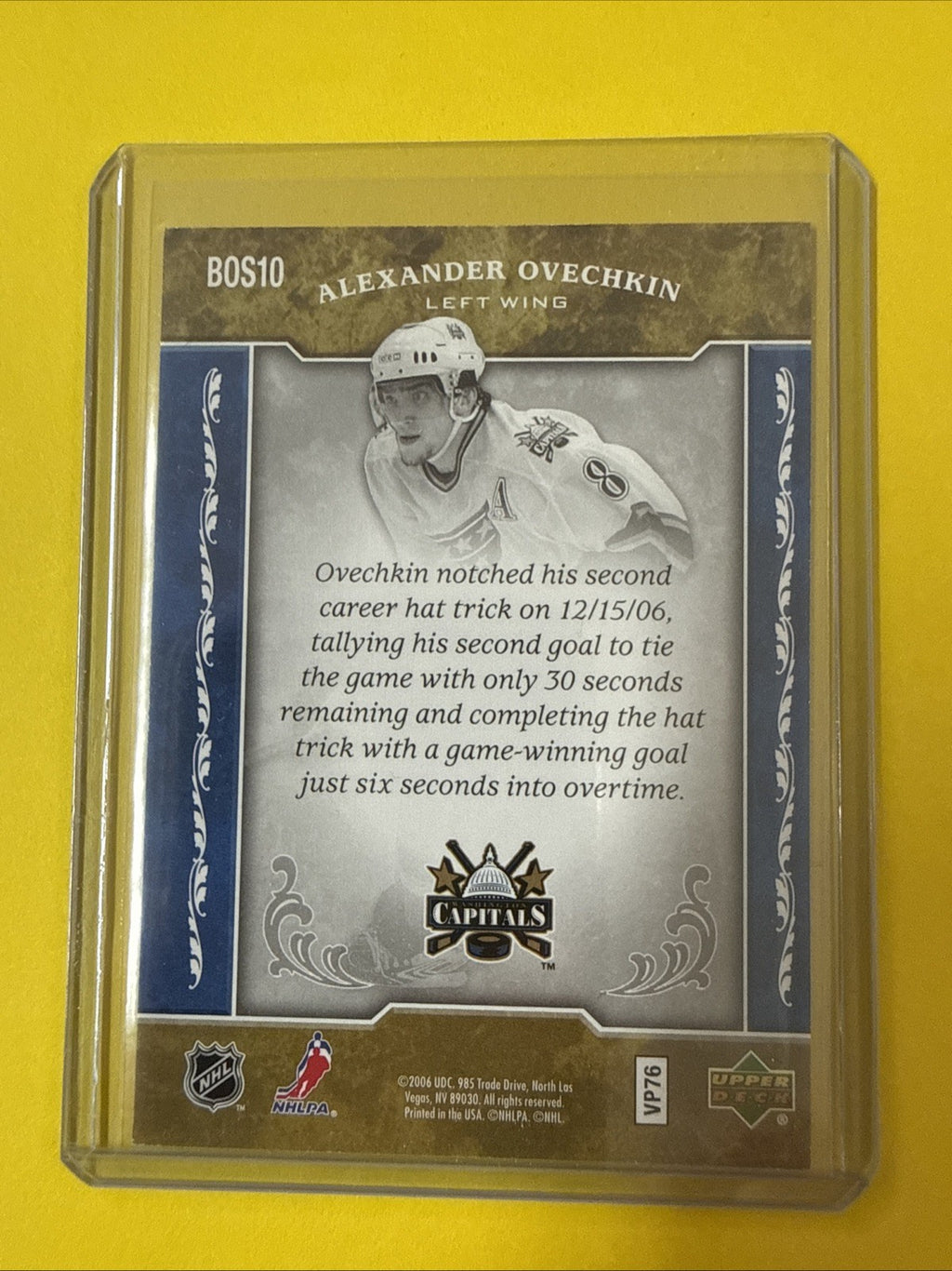 Alexander Ovechkin 2006 Hockey Card - back