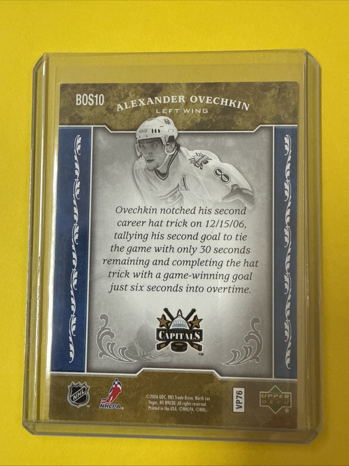 Alexander Ovechkin 2006 Hockey Card - back