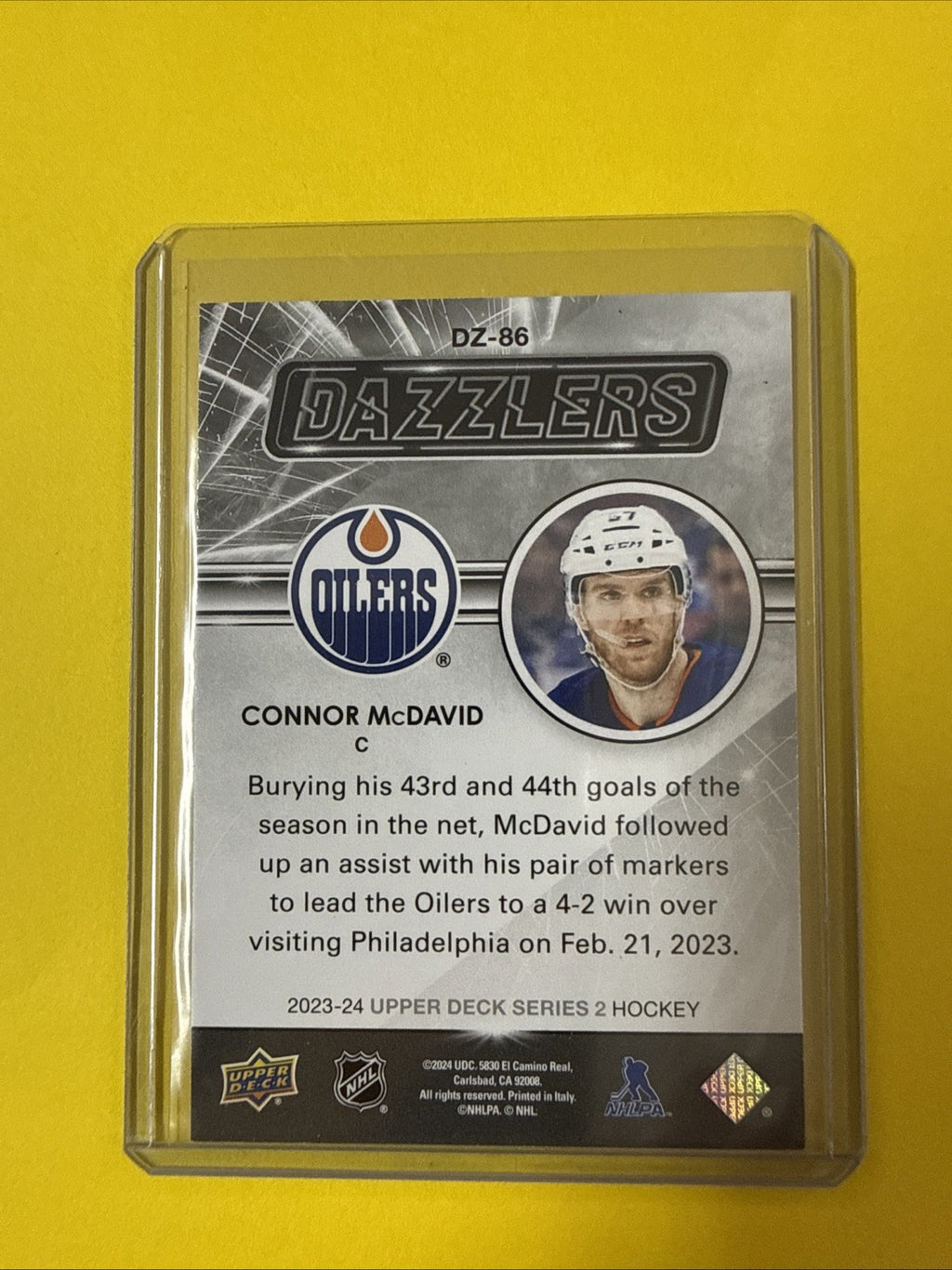 Connor McDavid 2023/24 UD Blue Dazzlers - back