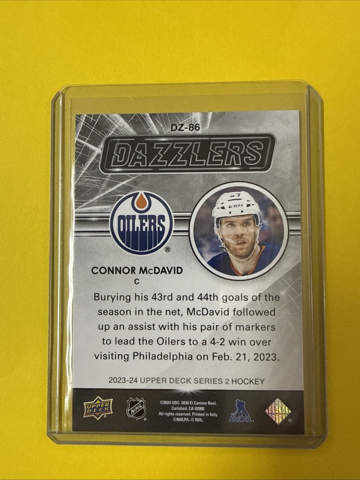 Connor McDavid 2023/24 UD Blue Dazzlers - back
