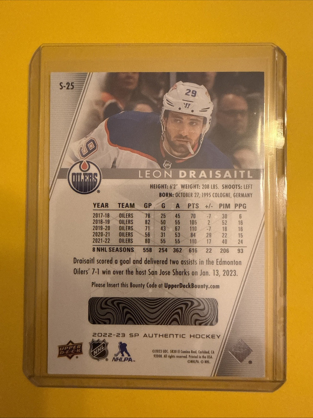 Leon Draisaitl 2022/23 SP Authentic Spectrum FX Card - back