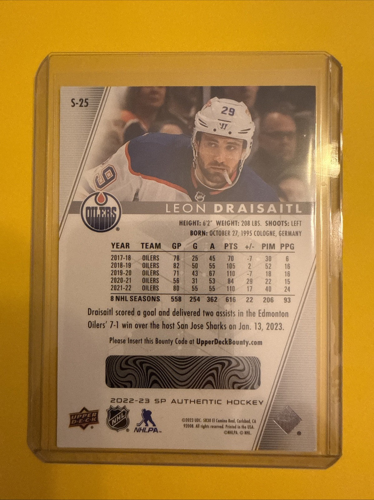 Leon Draisaitl 2022/23 SP Authentic Spectrum FX Card - back