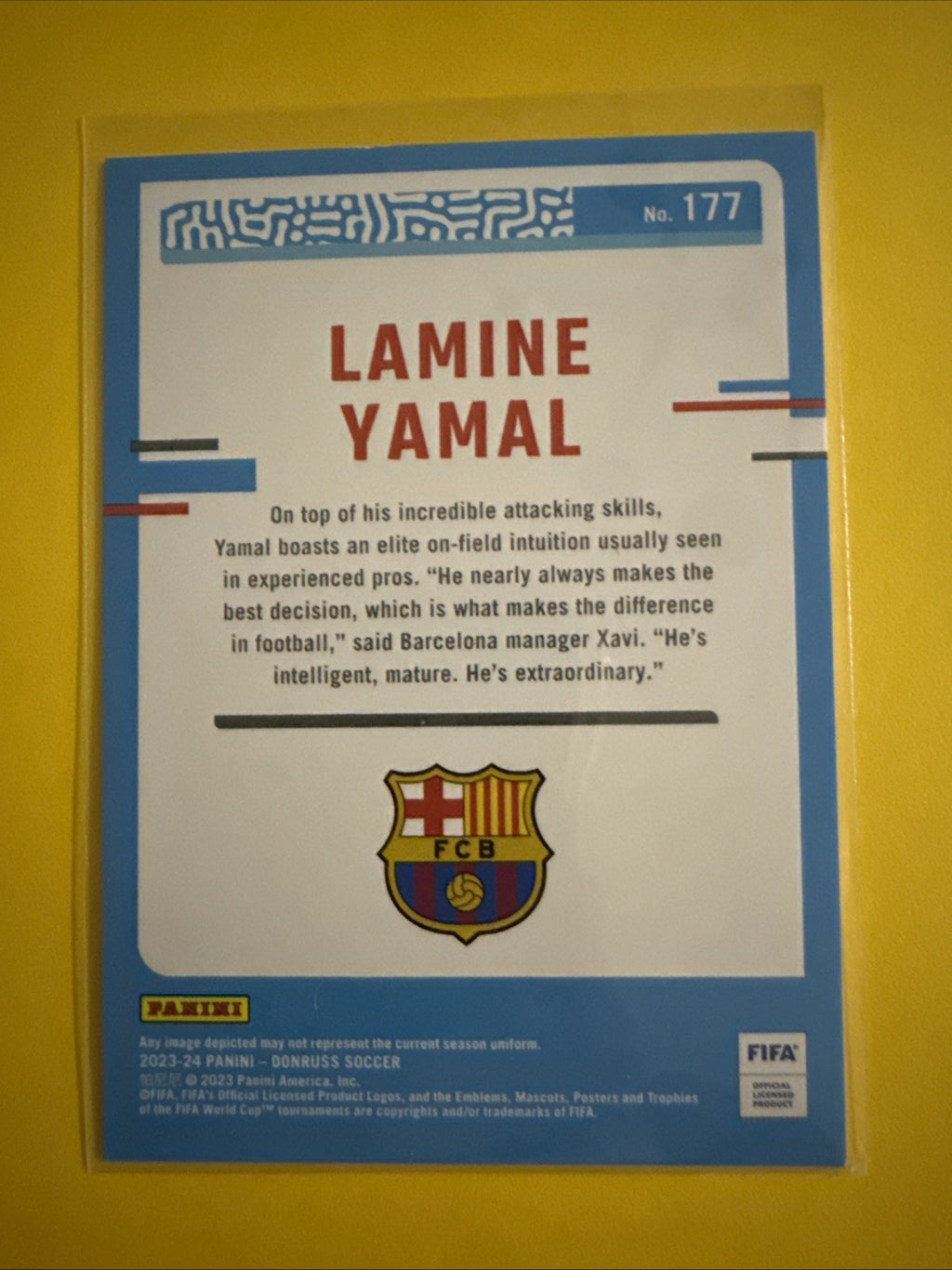 Lamine Yamal 2023/24 Panini Donruss Rookie Card - back