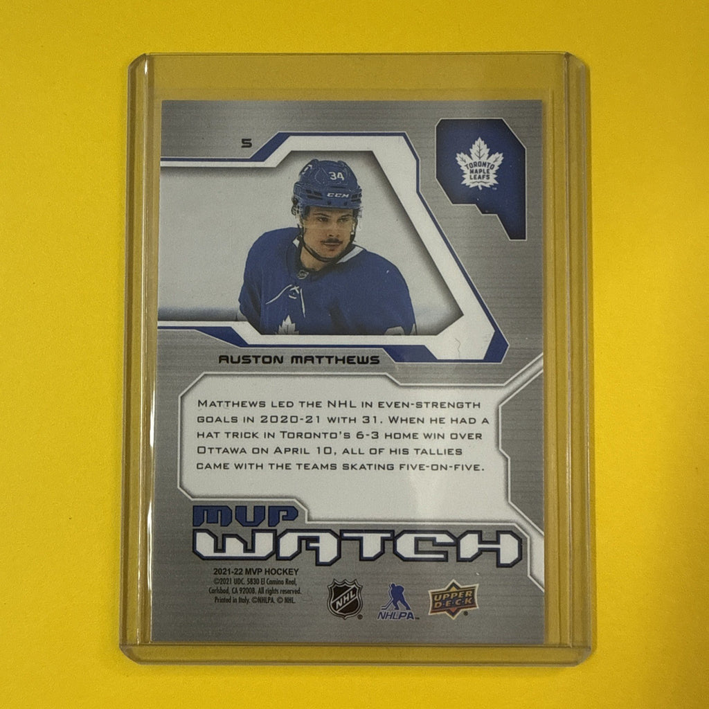 Auston Matthews 2021/22 Mvp Watch Inscripted Card - back
