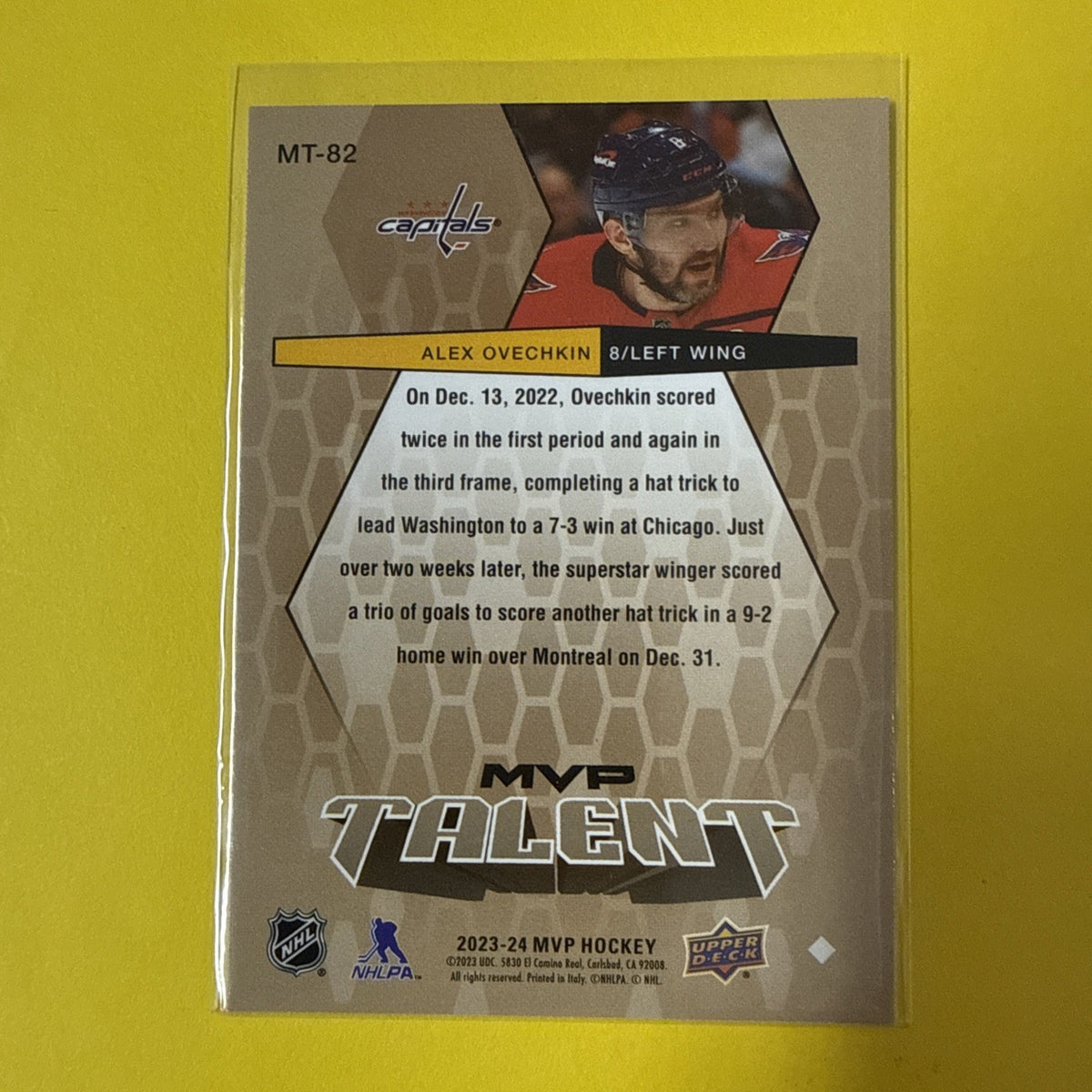 Alexander Ovechkin 2023 Card - back