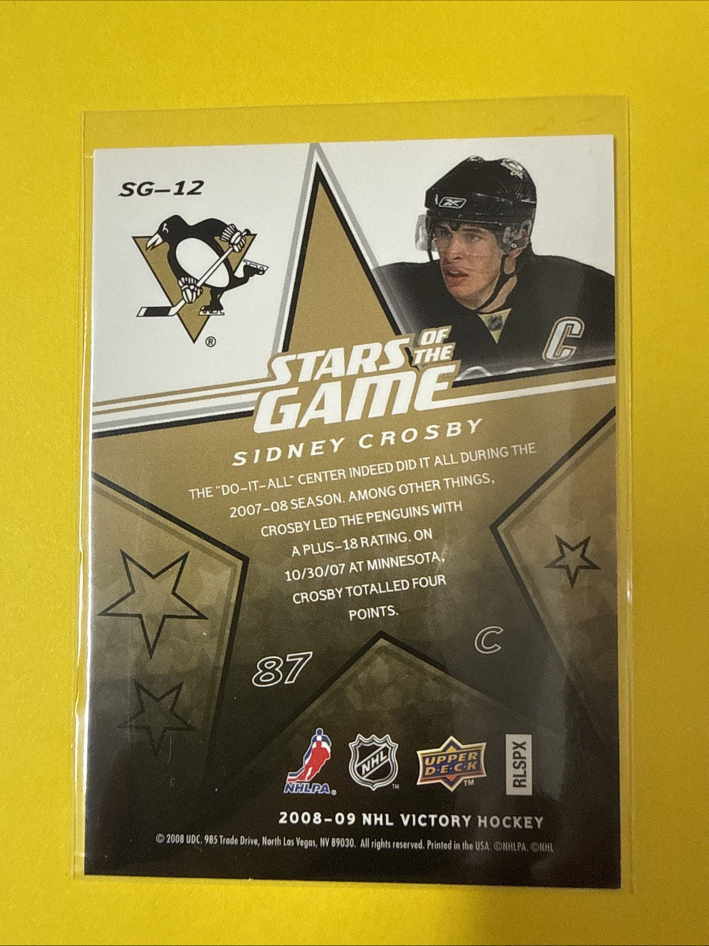 Sidney Crosby 2008/09 Cards - back