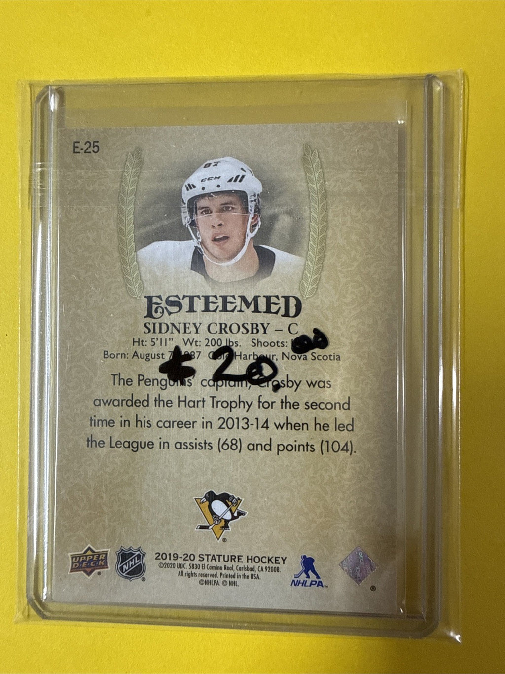 Sidney Crosby 2019/20 Cards - back
