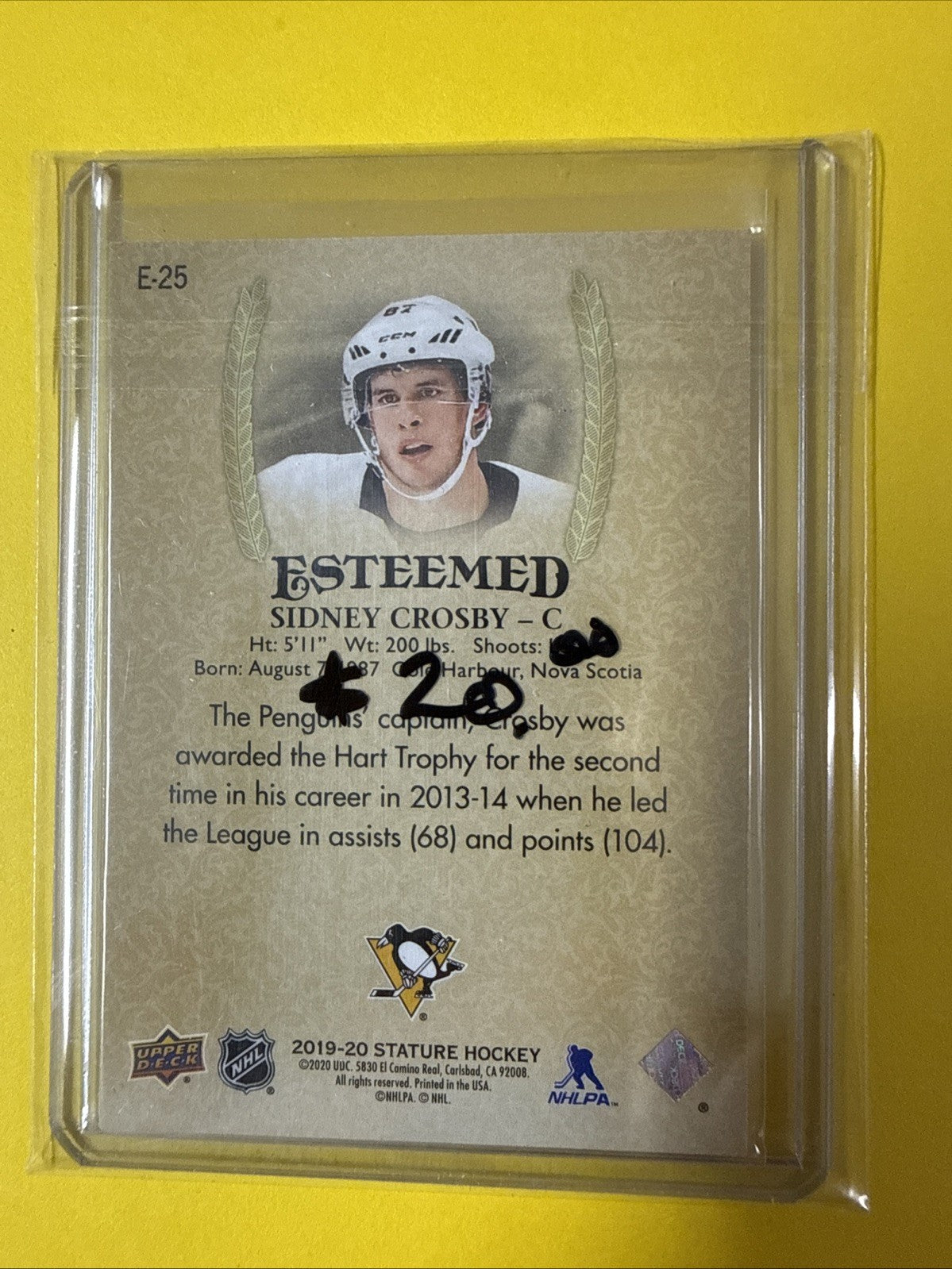 Sidney Crosby 2019/20 Cards - back