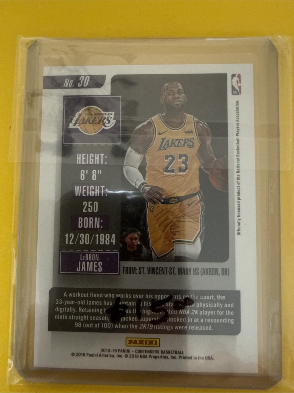 LeBron James 2018/19 Card - back