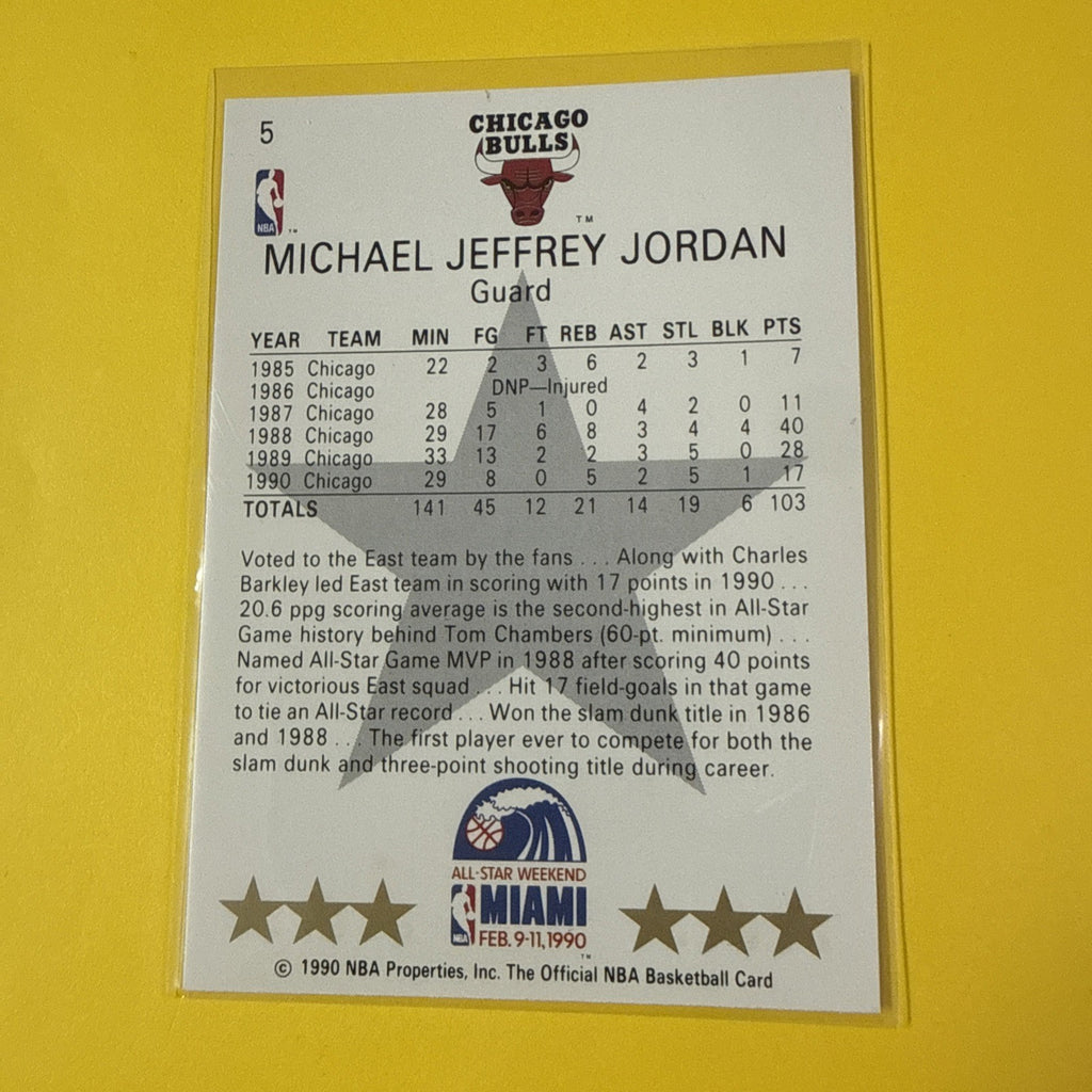 1990-91 NBA Hoops - All-Star Game Michael Jordan #5 - back