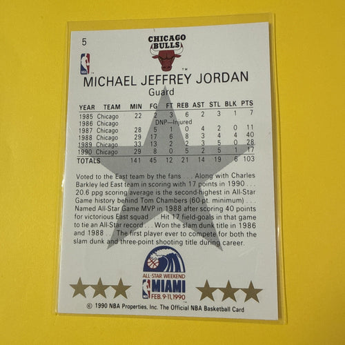 1990-91 NBA Hoops - All-Star Game Michael Jordan #5 - back