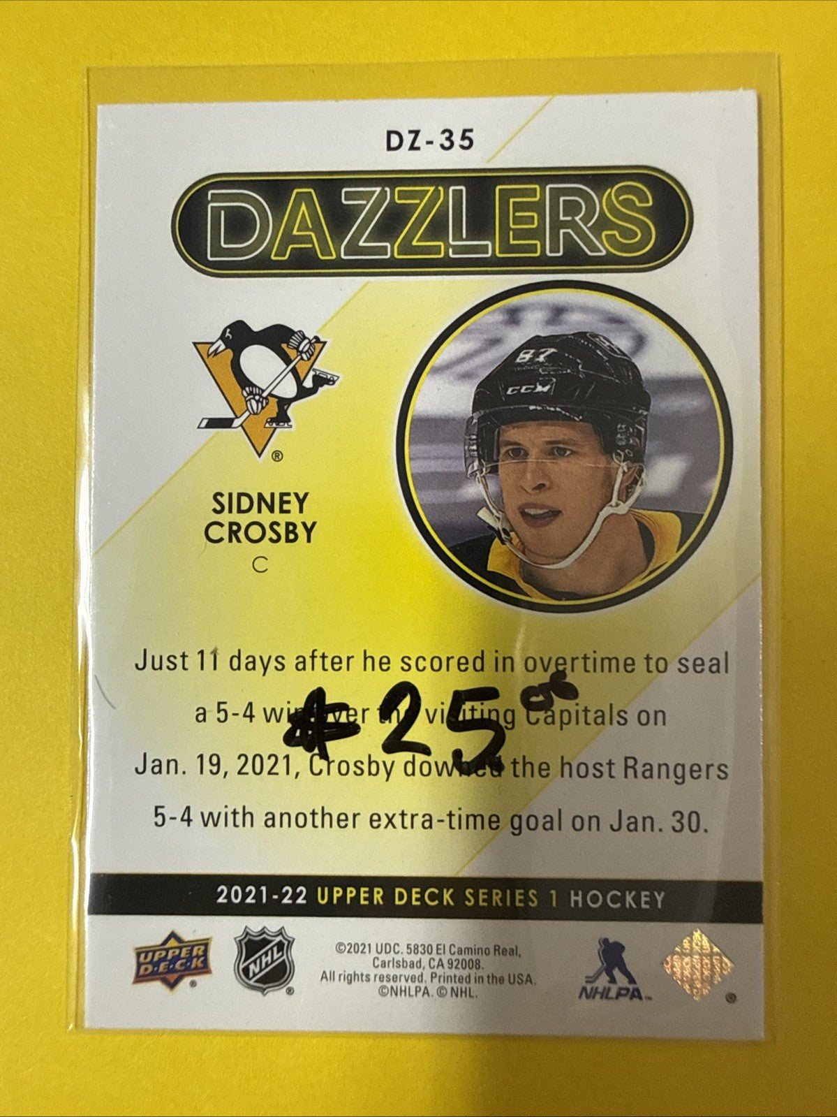 Sidney Crosby 2021/22 Cards - back