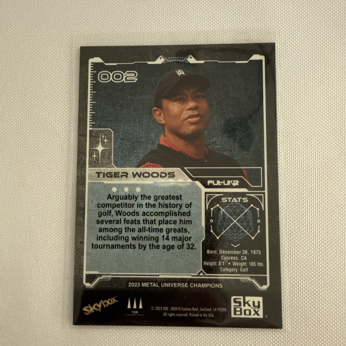 Tiger Woods 2021 Metal Universe Skybox Card - back