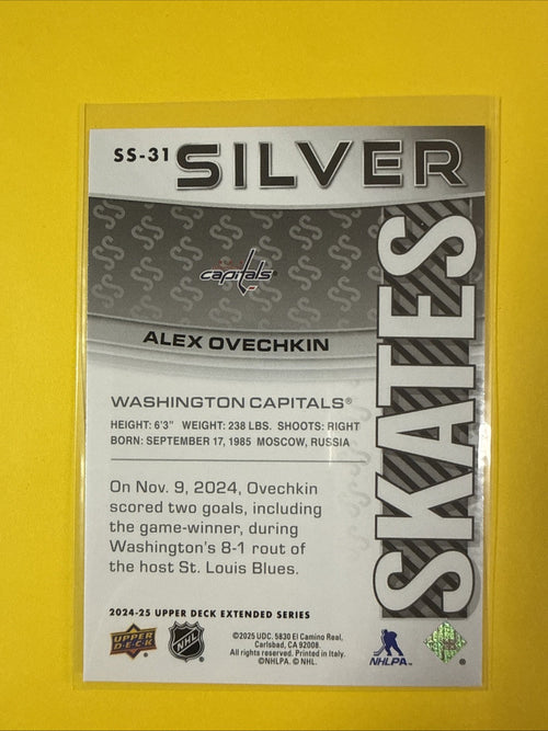 Alex Ovechkin 2024/25 UD Silver Skates Card - back
