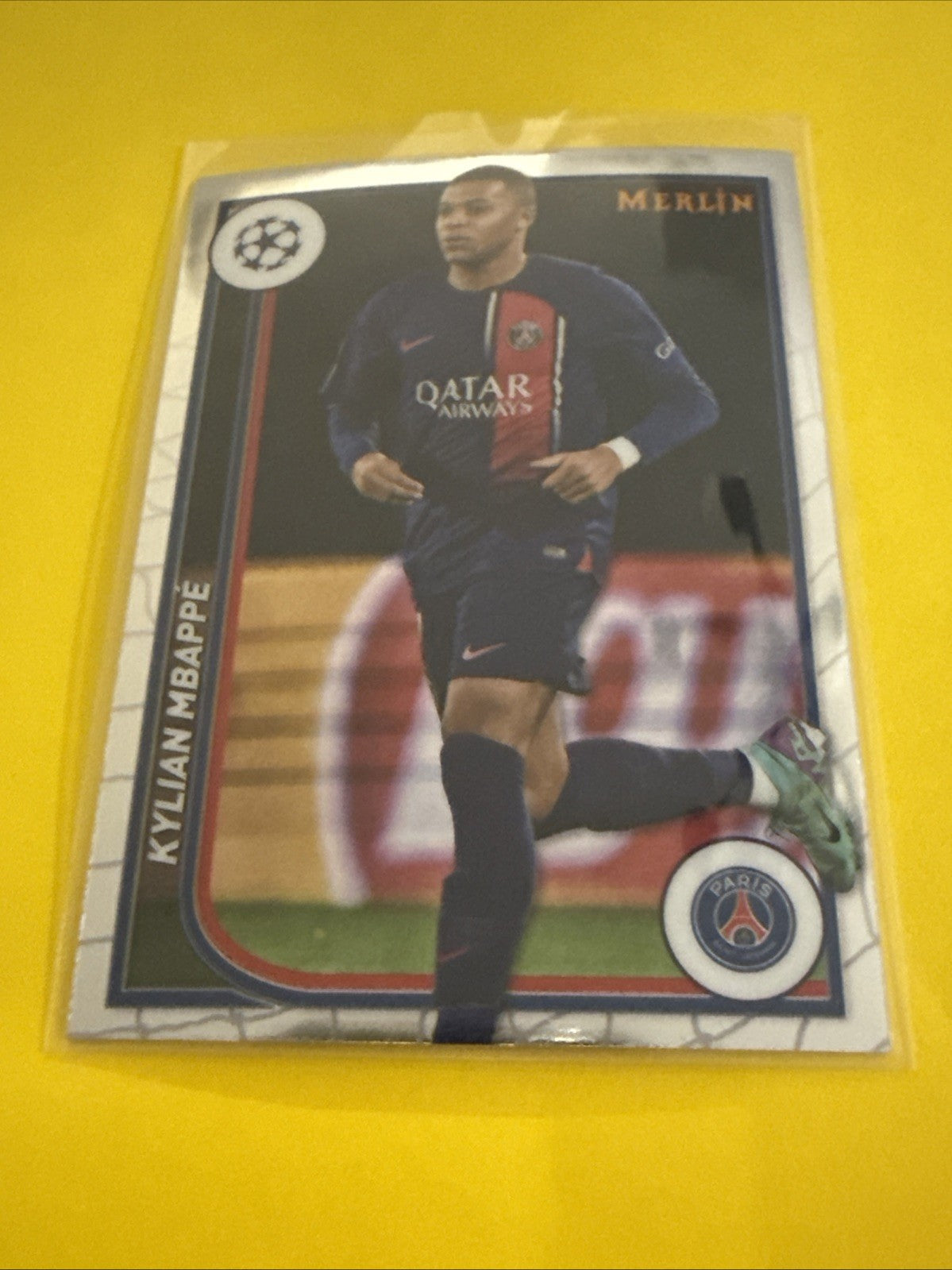 Kylian Mbappé 2024 Topps Finest Merlin Chrome Soccer Card - front
