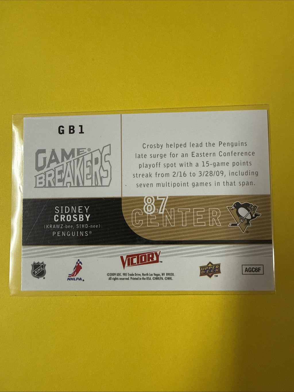 Sidney Crosby 2009/10 Cards - back