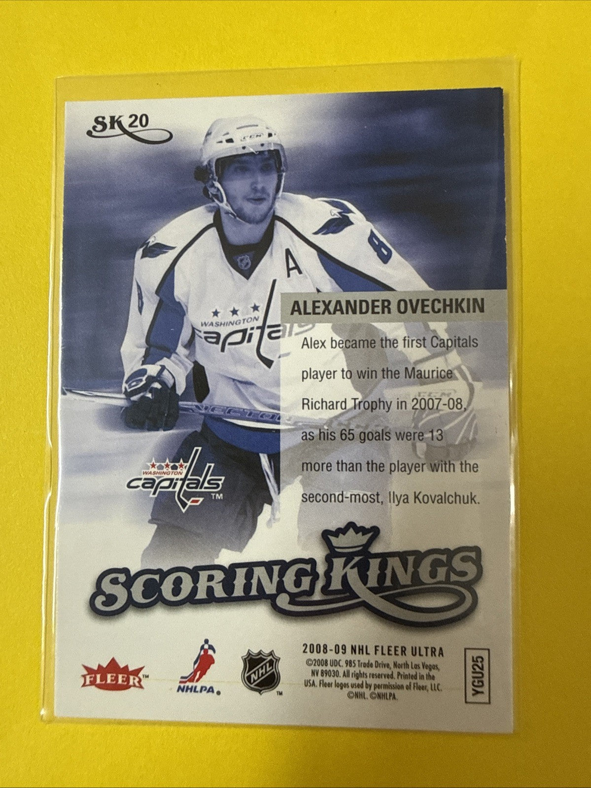 Alexander Ovechkin 2008 Card - back