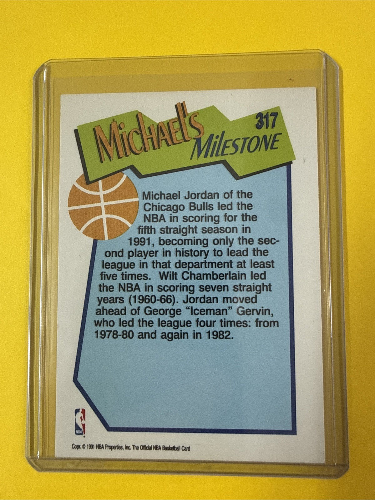 Michael Jordan 1991/92 NBA Hoops Card #317 - back