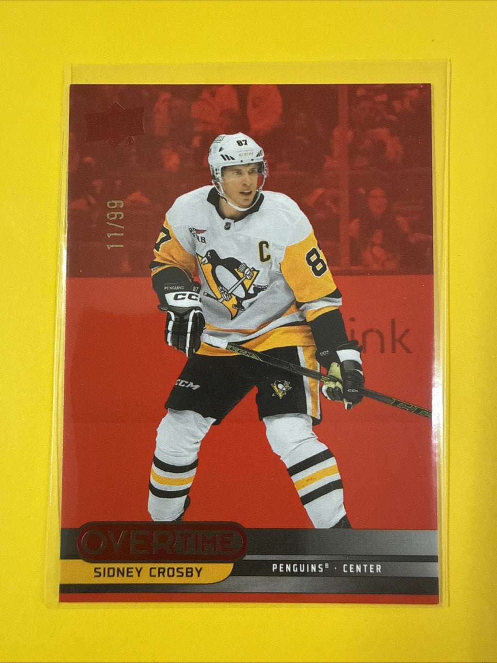 Overtime 2025/26 Red Foil 11/99 Sidney Crosby Card - front