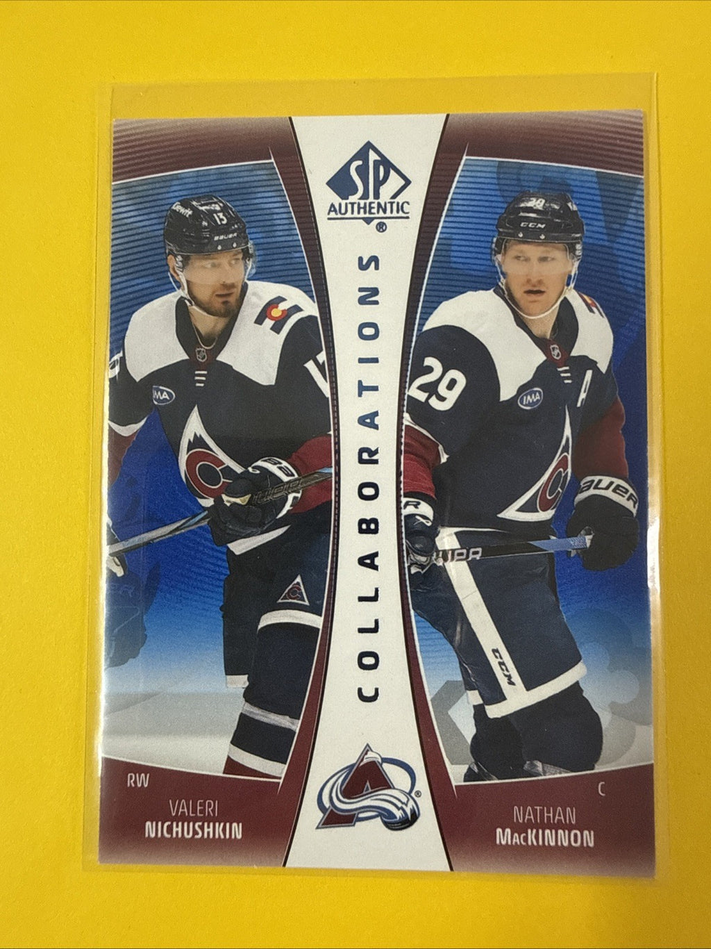 Nathan MacKinnon 2025/26 SP Authentic Collaborations Blue Card - front