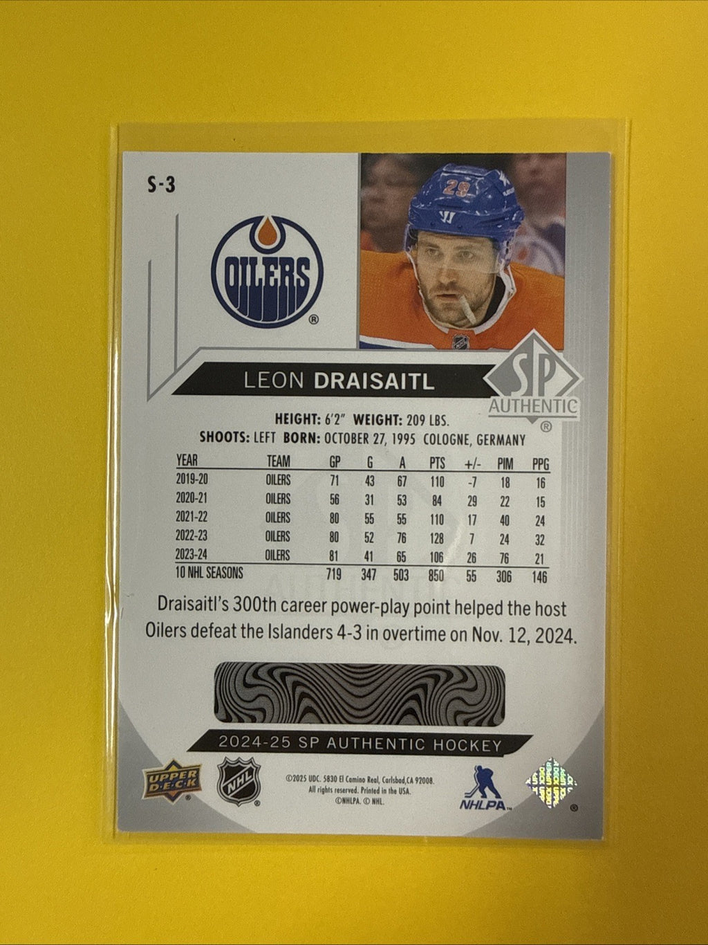 Leon Draisaitl 2024/25 SP Authentic Spectrum FX Card - back