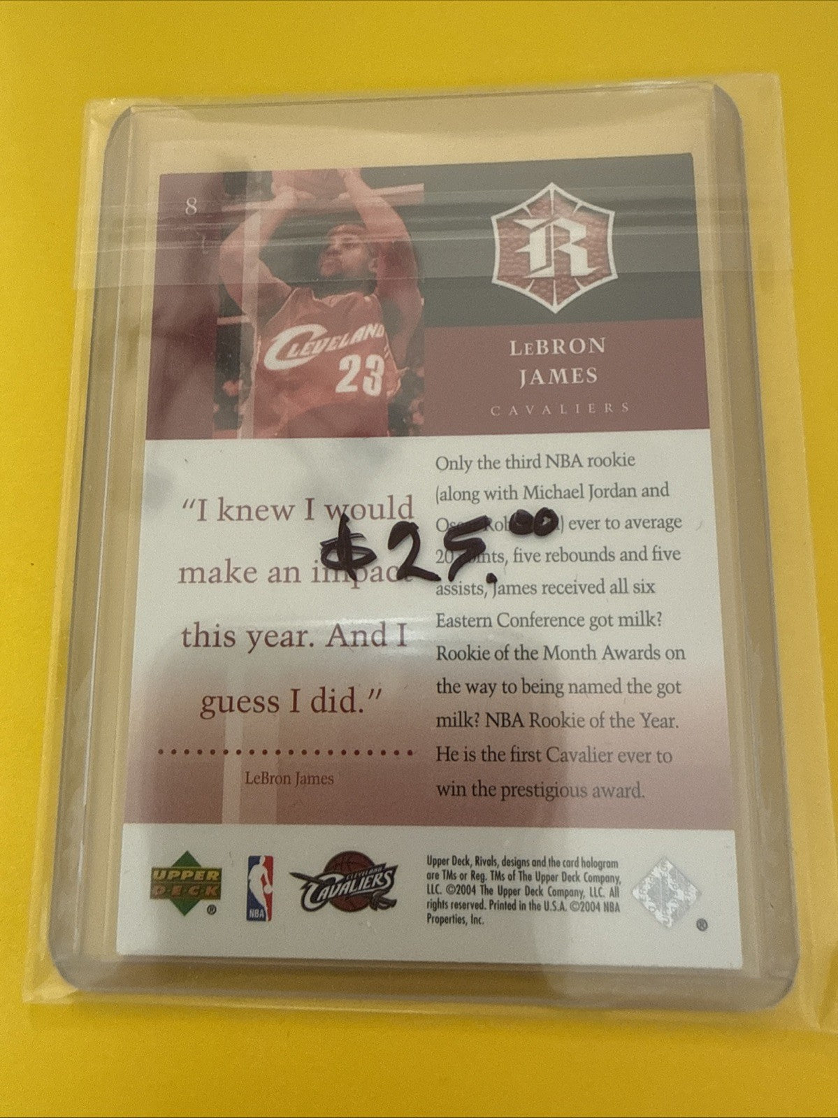 LeBron James 2004 UD Rivals - back